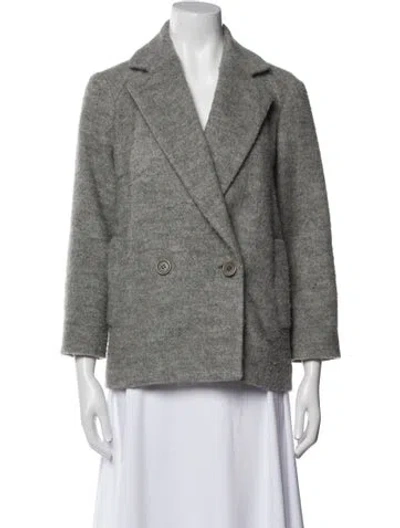 Pre-owned Theory Wool Printed Blazer In Gray