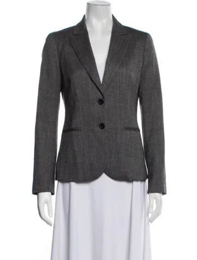 Pre-owned Theory Wool Printed Blazer In Gray
