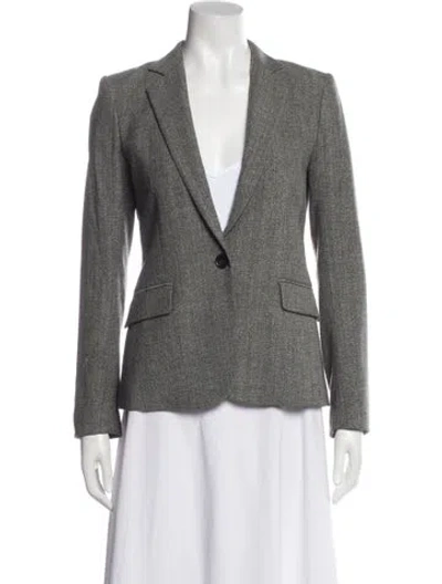 Pre-owned Theory Wool Printed Blazer In Gray