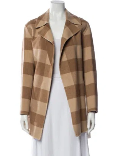 Pre-owned Theory Wool Printed Coat W/ Tags In Brown