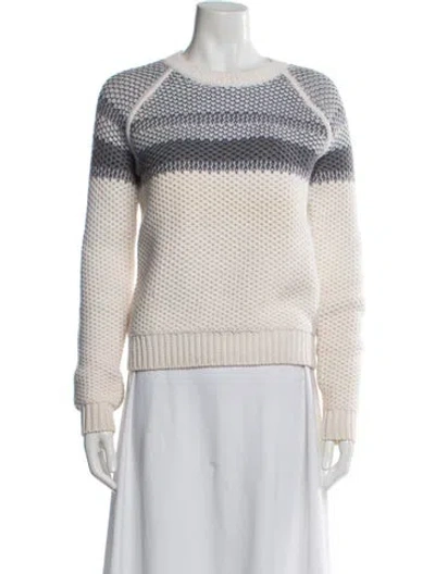 Pre-owned Theory Wool Printed Sweater In White