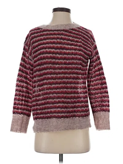 Pre-owned Theory Wool Pullover Sweater In Burgundy