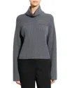 Theory Wool Ribbed Mock Neck Sweater In Gray