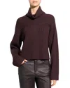 Theory Wool Ribbed Mock Neck Sweater In Purple
