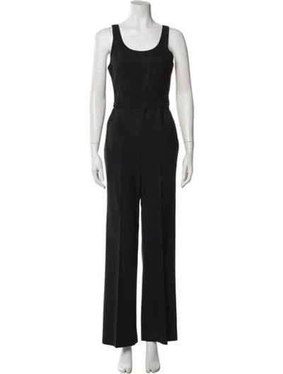 Pre-owned Theory Wool Scoop Neck Jumpsuit In Black
