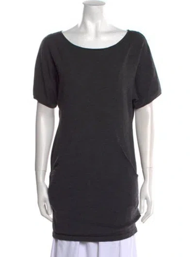 Pre-owned Theory Wool Scoop Neck Sweater In Black