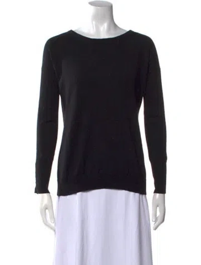 Pre-owned Theory Wool Scoop Neck Sweater In Black