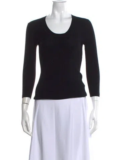 Pre-owned Theory Wool Scoop Neck Sweater In Black