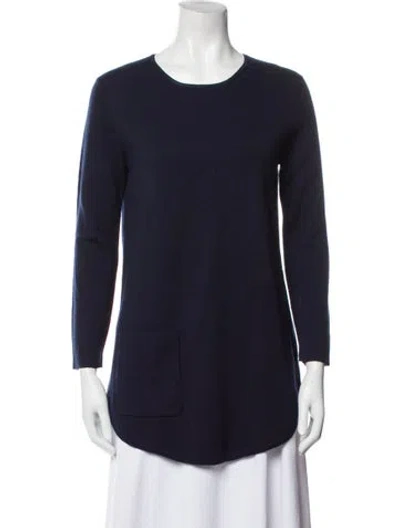 Pre-owned Theory Wool Scoop Neck Sweater In Blue