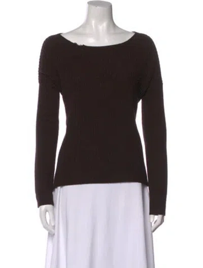 Pre-owned Theory Wool Scoop Neck Sweater In Brown