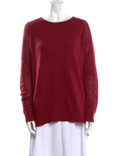 Pre-owned Theory Wool Scoop Neck Sweater In Burgundy