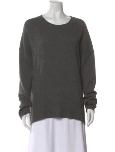 Pre-owned Theory Wool Scoop Neck Sweater In Gray