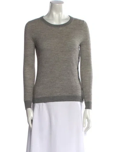 Pre-owned Theory Wool Scoop Neck Sweater In Gray