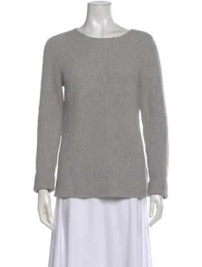 Pre-owned Theory Wool Scoop Neck Sweater In Gray