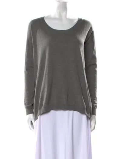 Pre-owned Theory Wool Scoop Neck Sweater In Gray