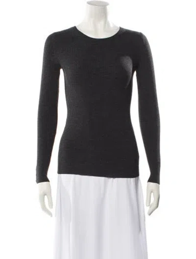 Pre-owned Theory Wool Scoop Neck Sweater In Gray