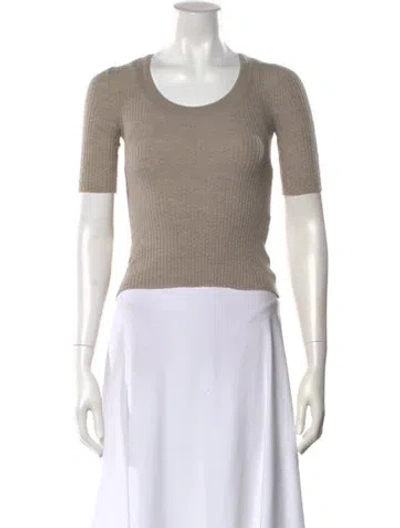 Pre-owned Theory Wool Scoop Neck Sweater In Gray