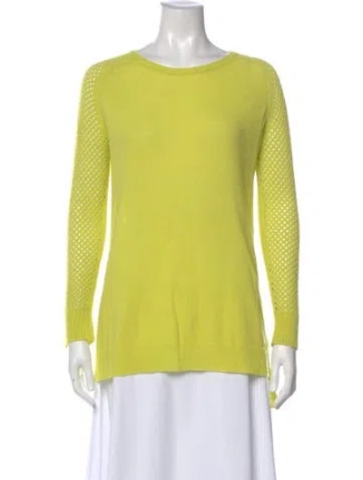 Pre-owned Theory Wool Scoop Neck Sweater In Green