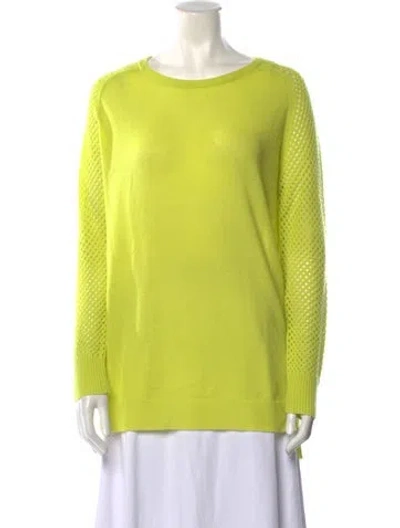 Pre-owned Theory Wool Scoop Neck Sweater In Green