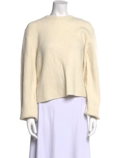 Pre-owned Theory Wool Scoop Neck Sweater In Neutral