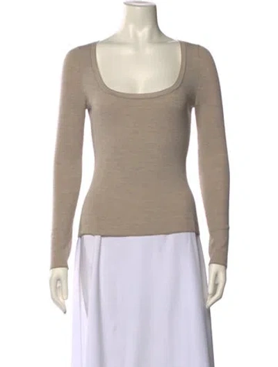 Pre-owned Theory Wool Scoop Neck Sweater In Neutral