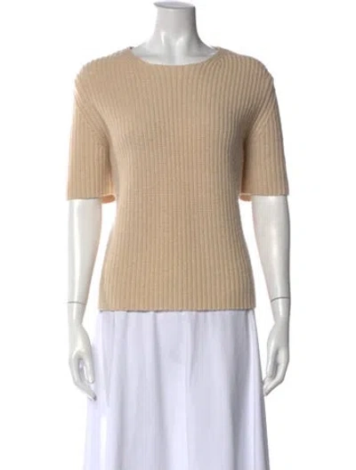 Pre-owned Theory Wool Scoop Neck Sweater In Neutral
