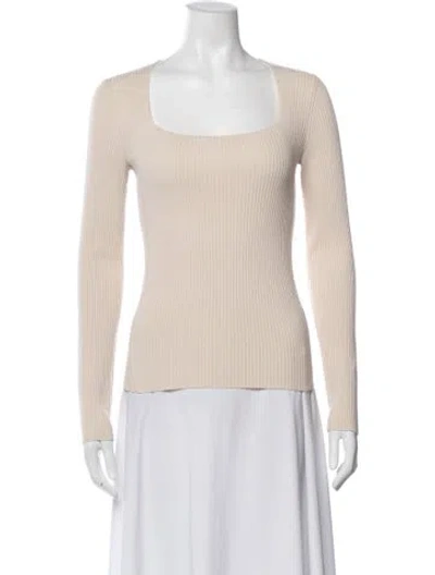 Pre-owned Theory Wool Scoop Neck Sweater In Neutral