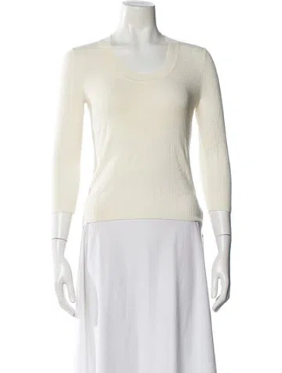 Pre-owned Theory Wool Scoop Neck Sweater In Neutral