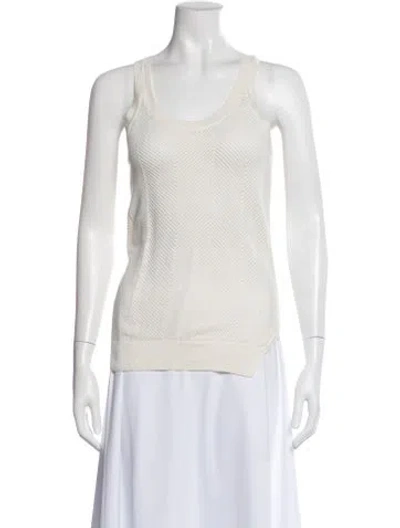 Pre-owned Theory Wool Scoop Neck Sweater In Neutral
