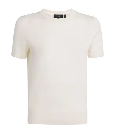 Theory Wool Short-sleeve Sweater In White