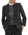 Theory Single-breasted Three Pockets Blazer In Black Wool In New Charcoal Melange
