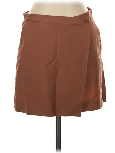 Pre-owned Theory Wool Skirt In Brown