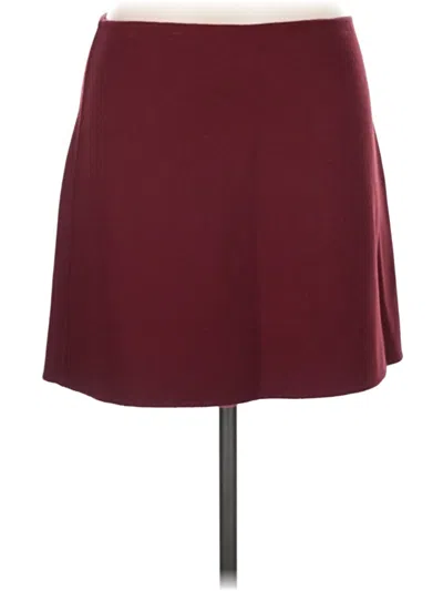 Pre-owned Theory Wool Skirt In Burgundy