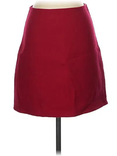 Pre-owned Theory Wool Skirt In Burgundy