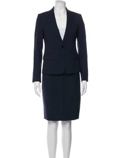 Pre-owned Theory Wool Skirt Suit In Blue