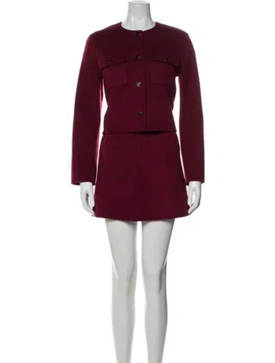 Pre-owned Theory Wool Skirt Suit In Burgundy