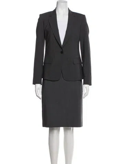 Pre-owned Theory Wool Skirt Suit In Gray