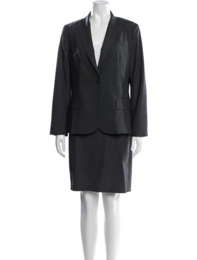 Pre-owned Theory Wool Skirt Suit In Grey