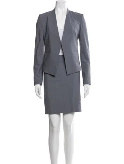 Pre-owned Theory Wool Skirt Suit In Grey