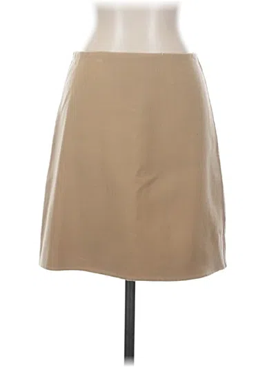 Pre-owned Theory Wool Skirt In Tan