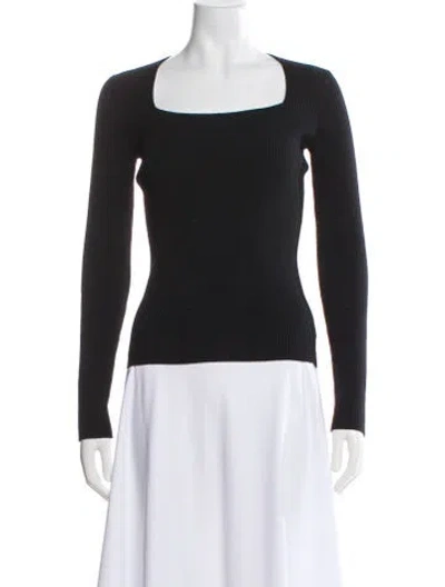 Pre-owned Theory Wool Square Neckline Sweater In Black