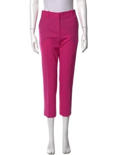 Pre-owned Theory Wool Straight Leg Pants In Pink