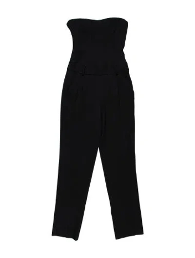 Pre-owned Theory Wool Strapless Jumpsuit In Black