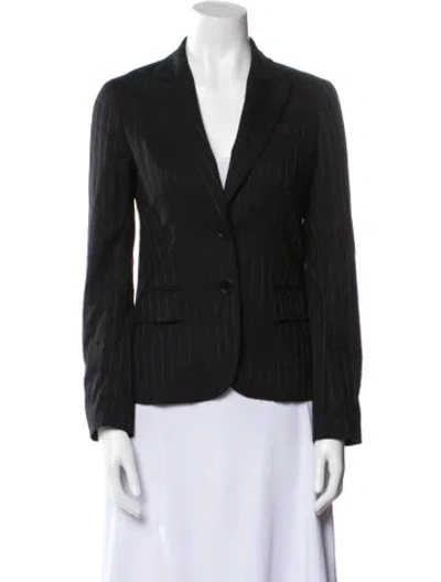 Pre-owned Theory Wool Striped Blazer In Black