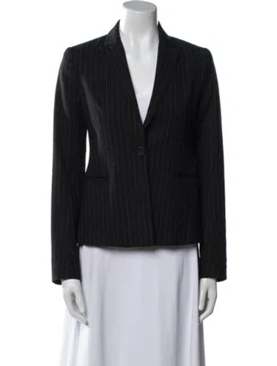 Pre-owned Theory Wool Striped Blazer In Black
