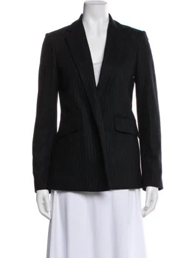 Pre-owned Theory Wool Striped Blazer In Black