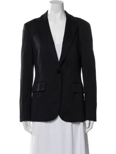 Pre-owned Theory Wool Striped Blazer In Black