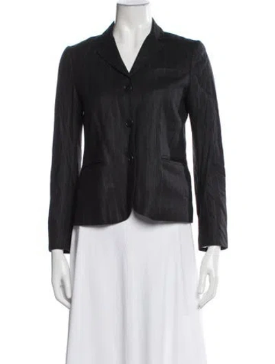 Pre-owned Theory Wool Striped Blazer In Black