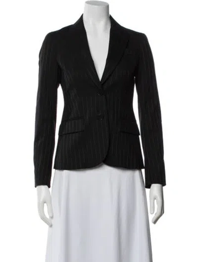 Pre-owned Theory Wool Striped Blazer In Black