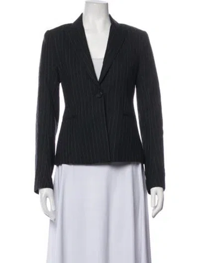 Pre-owned Theory Wool Striped Blazer In Black